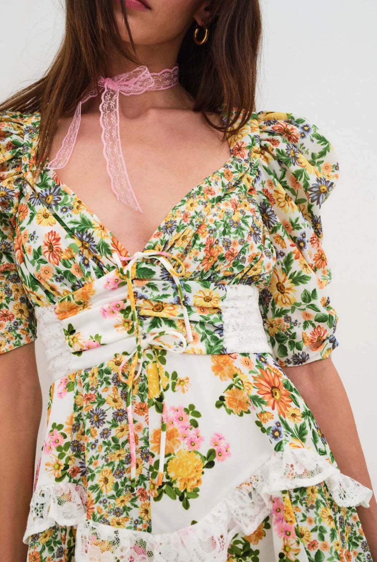 Ruffled Floral Print Half Sleeve Dress-Dresses-Krush Kandy, Women's Online Fashion Boutique Located in Phoenix, Arizona (Scottsdale Area)