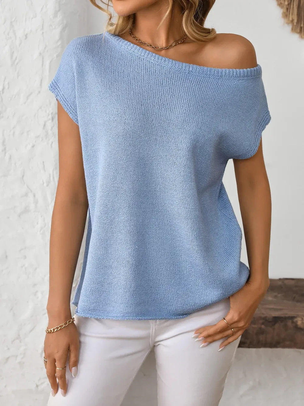 Mandy Boat Neck Short Sleeve Knit Top-Tops-Krush Kandy, Women's Online Fashion Boutique Located in Phoenix, Arizona (Scottsdale Area)