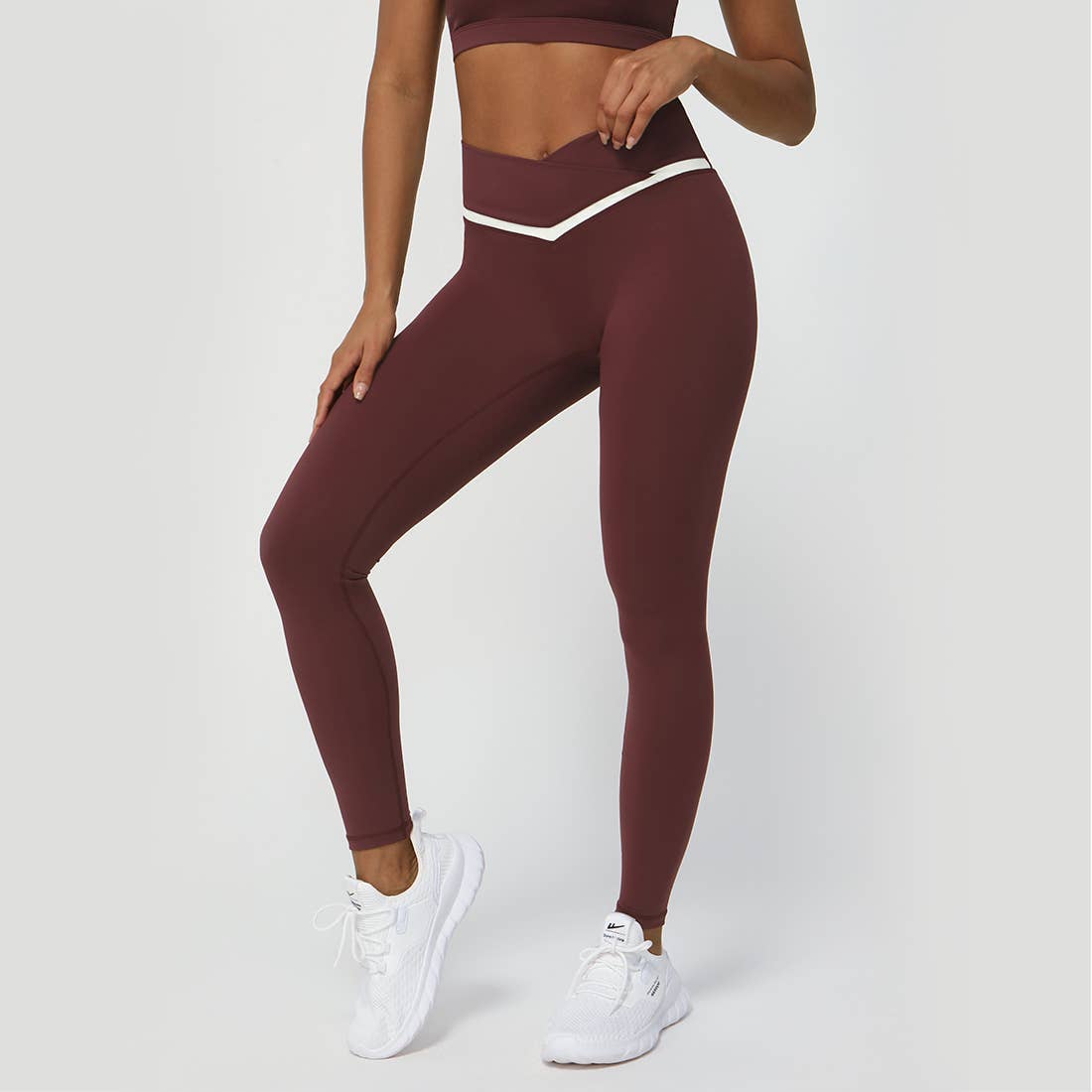 Women Color Block Cross Waist Yoga Leggings-Leggings-Krush Kandy, Women's Online Fashion Boutique Located in Phoenix, Arizona (Scottsdale Area)