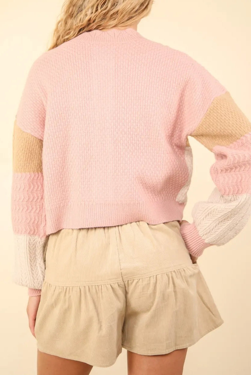 VERY J Color Block Button Down Textured Sweater Cardigan-Cardigan-Krush Kandy, Women's Online Fashion Boutique Located in Phoenix, Arizona (Scottsdale Area)