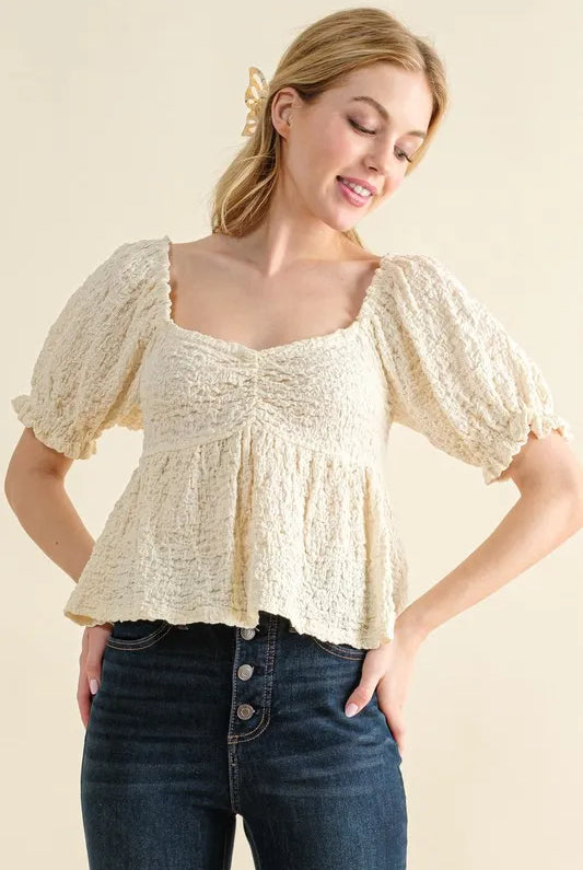 And The Why Lovely Textured and Smocked Top-Tops-Krush Kandy, Women's Online Fashion Boutique Located in Phoenix, Arizona (Scottsdale Area)