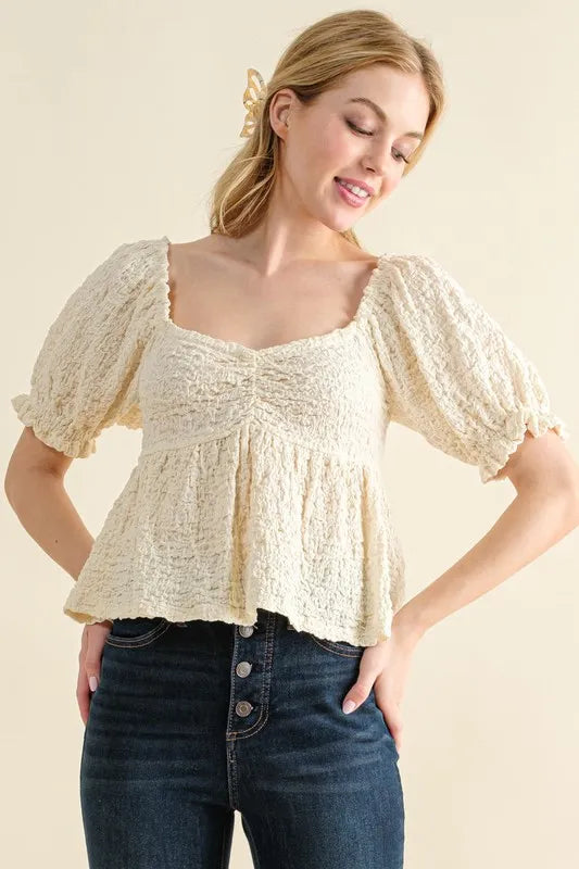 And The Why Lovely Textured and Smocked Top-Tops-Krush Kandy, Women's Online Fashion Boutique Located in Phoenix, Arizona (Scottsdale Area)