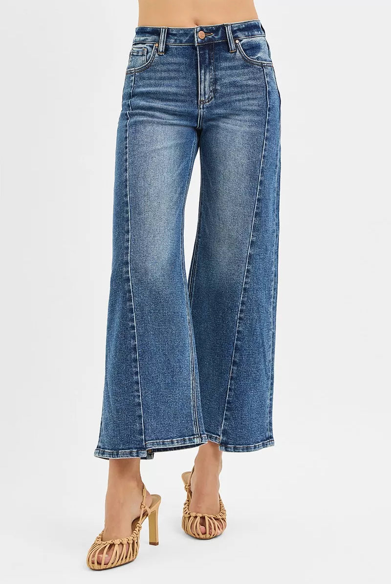 RISEN High Rise Crop Wide Leg Jeans with Step Hem-Jeans-Krush Kandy, Women's Online Fashion Boutique Located in Phoenix, Arizona (Scottsdale Area)