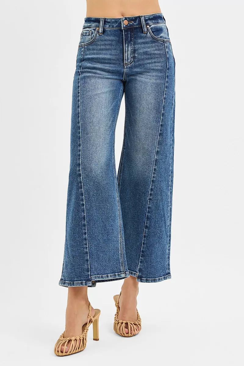 RISEN High Rise Crop Wide Leg Jeans with Step Hem-Jeans-Krush Kandy, Women's Online Fashion Boutique Located in Phoenix, Arizona (Scottsdale Area)