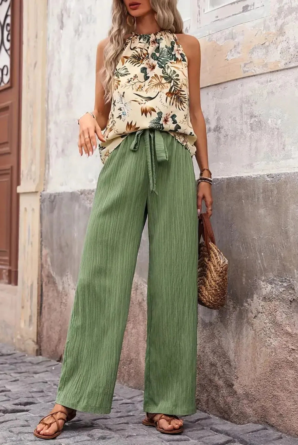Printed Tank Top and Wide Leg Pants Set-Tops-Krush Kandy, Women's Online Fashion Boutique Located in Phoenix, Arizona (Scottsdale Area)
