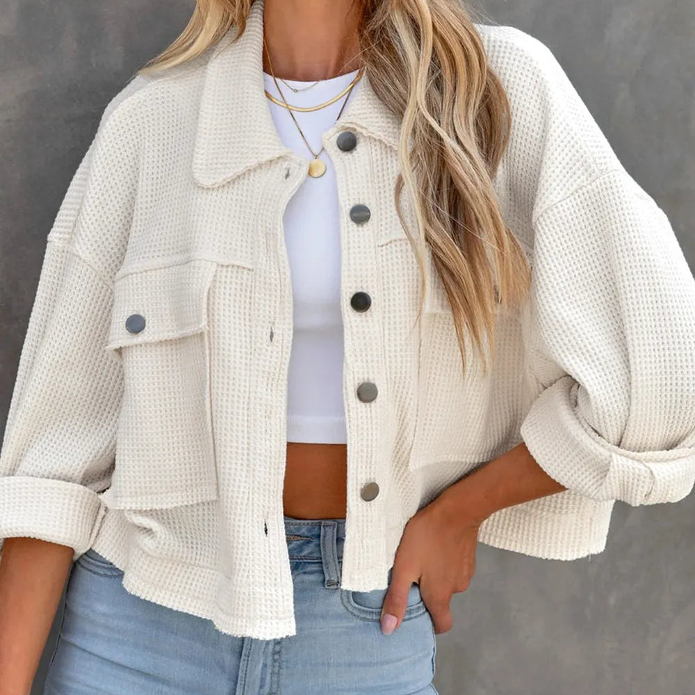 Button Up Long Sleeve Jacket-Jackets-Krush Kandy, Women's Online Fashion Boutique Located in Phoenix, Arizona (Scottsdale Area)