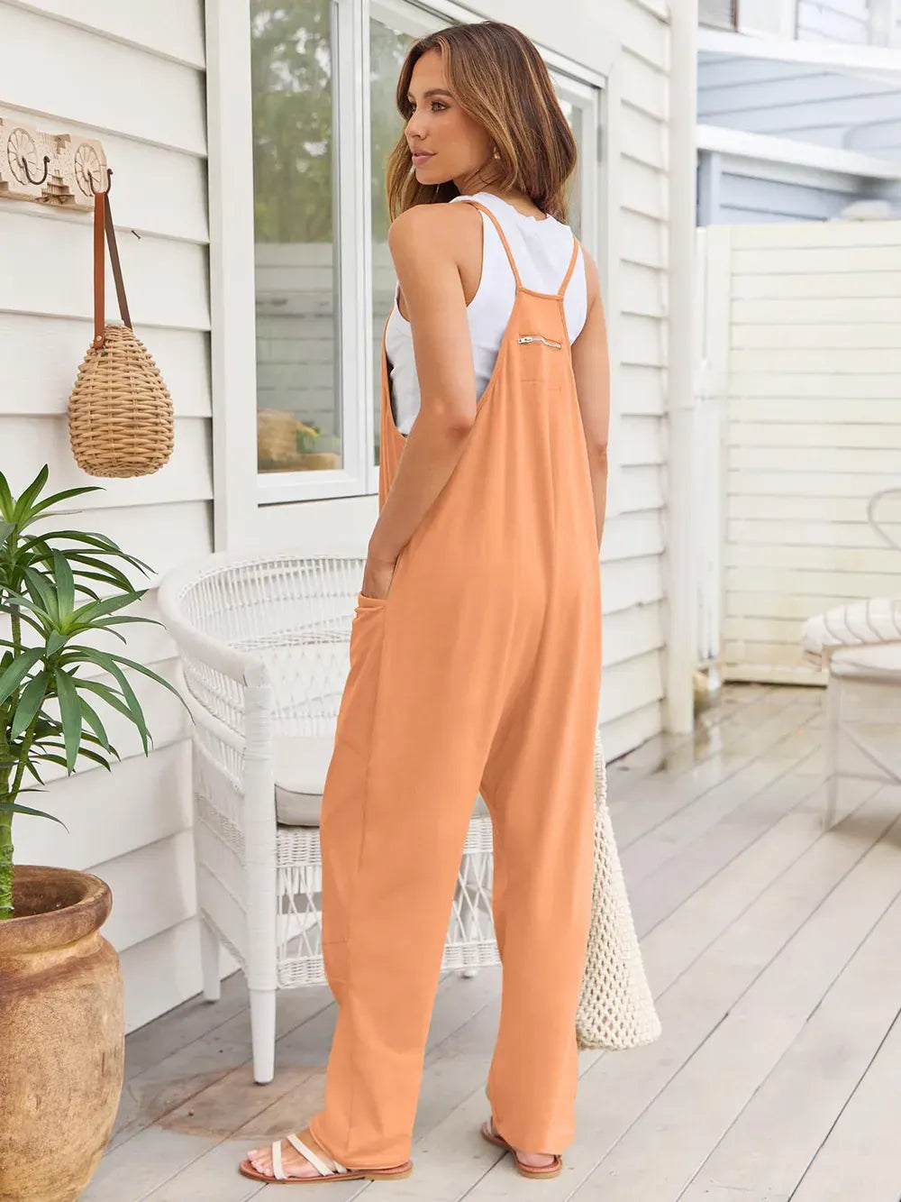 V-Neck Spaghetti Strap Jumpsuit-Jumpsuits & Rompers-Krush Kandy, Women's Online Fashion Boutique Located in Phoenix, Arizona (Scottsdale Area)