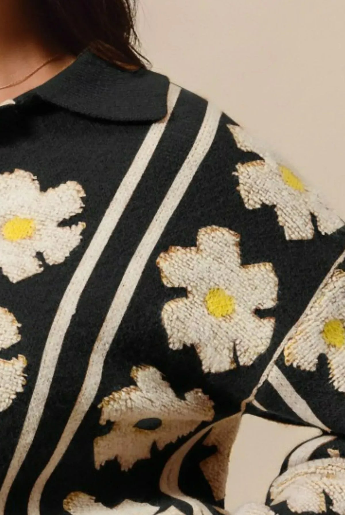 SO ME Floral Stripe Polo Collar Sweater-Sweater-Krush Kandy, Women's Online Fashion Boutique Located in Phoenix, Arizona (Scottsdale Area)