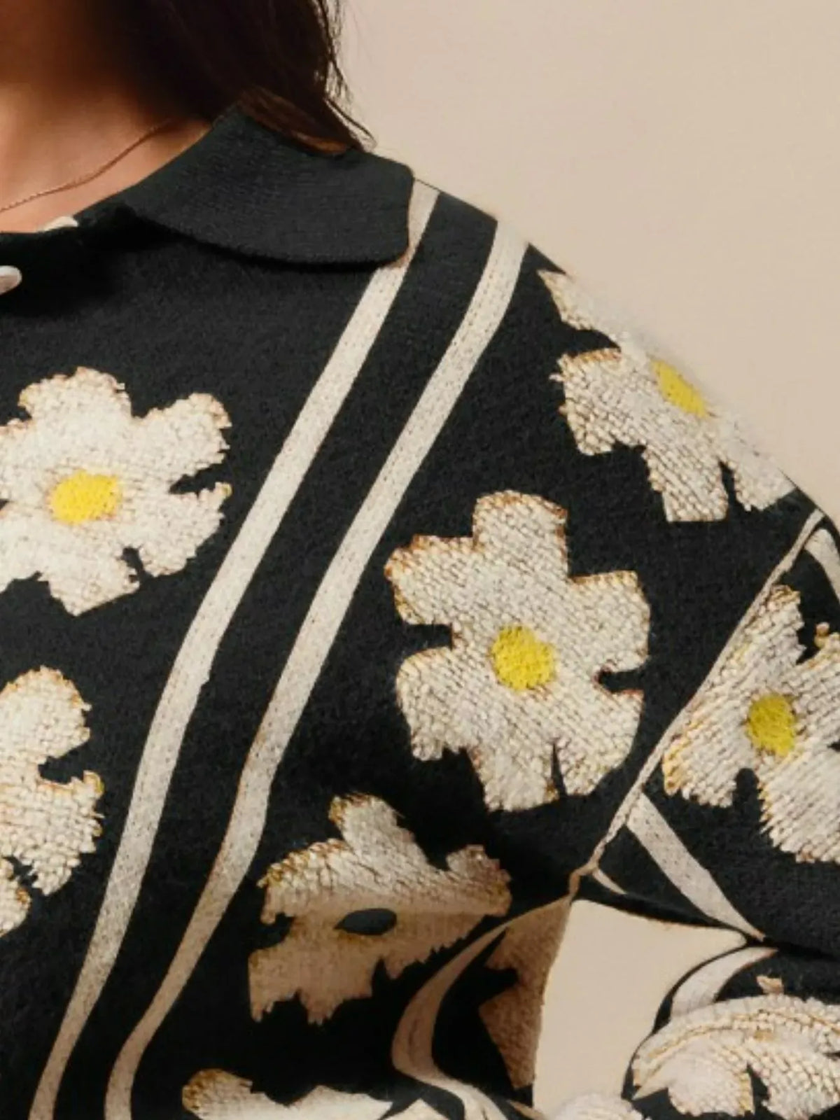 SO ME Floral Stripe Polo Collar Sweater-Sweater-Krush Kandy, Women's Online Fashion Boutique Located in Phoenix, Arizona (Scottsdale Area)