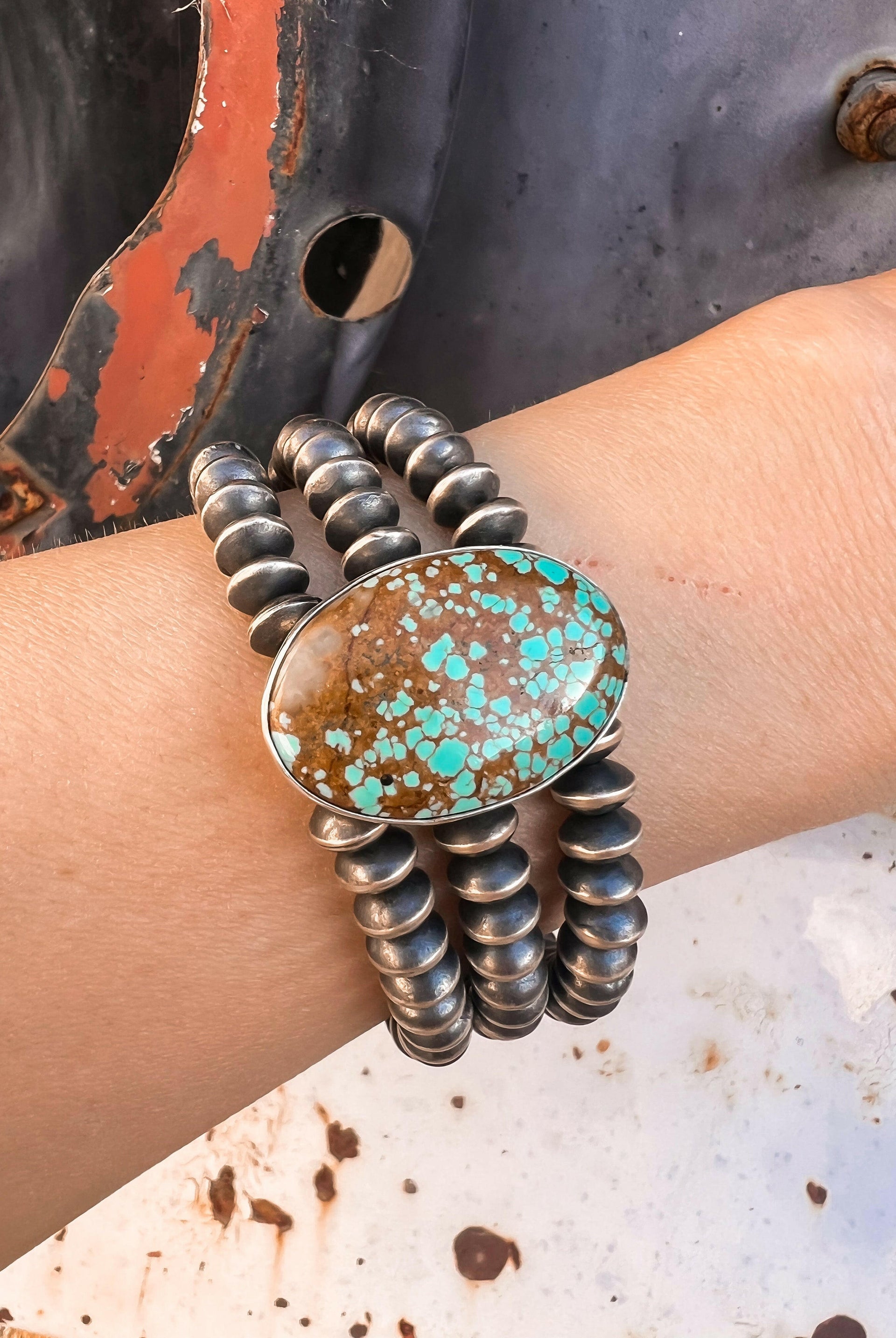 MINE 8 Three Strand with Stone Desert Pearl Saucer Bracelet-Beaded Bracelets-Krush Kandy, Women's Online Fashion Boutique Located in Phoenix, Arizona (Scottsdale Area)