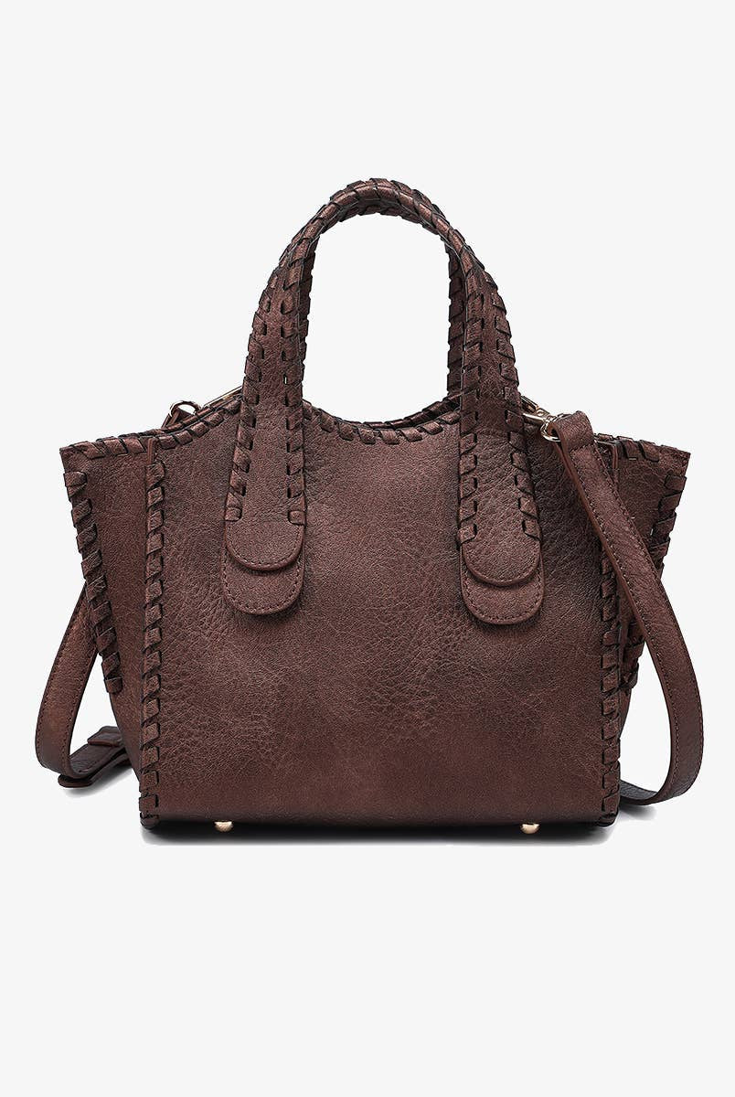 Marla Whipstitch Satchel Tote Bag-handbags-Krush Kandy, Women's Online Fashion Boutique Located in Phoenix, Arizona (Scottsdale Area)