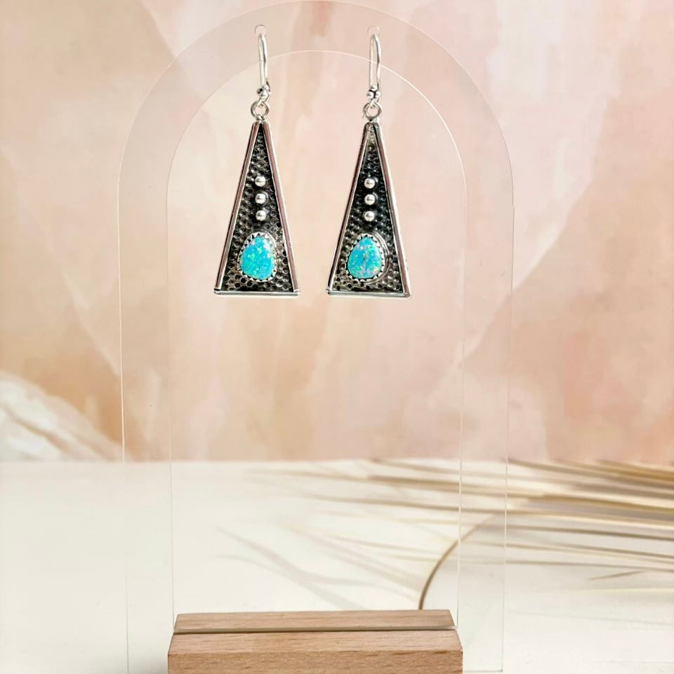 Boho Stamped Triangle Multi Earrings-Earrings-Krush Kandy, Women's Online Fashion Boutique Located in Phoenix, Arizona (Scottsdale Area)