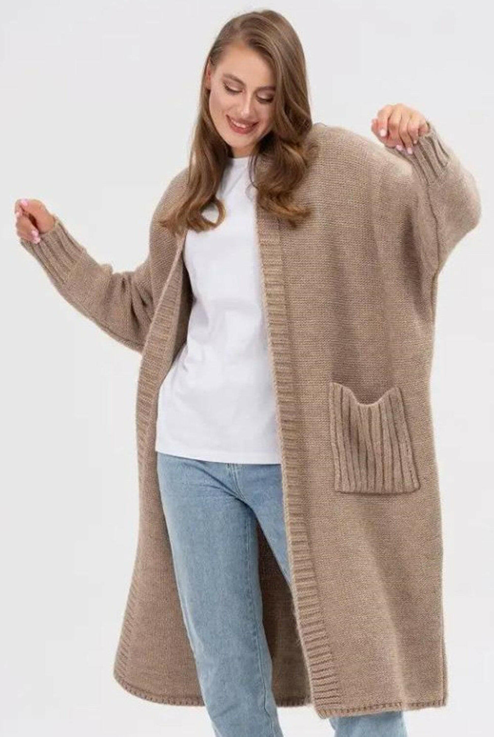 Pocketed Open Front Long Sleeve Longline Cardigan-Krush Kandy, Women's Online Fashion Boutique Located in Phoenix, Arizona (Scottsdale Area)
