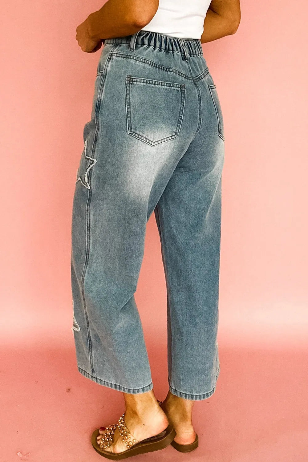 Star Embroidered High Waist Wide Leg Jeans-Jeans-Krush Kandy, Women's Online Fashion Boutique Located in Phoenix, Arizona (Scottsdale Area)