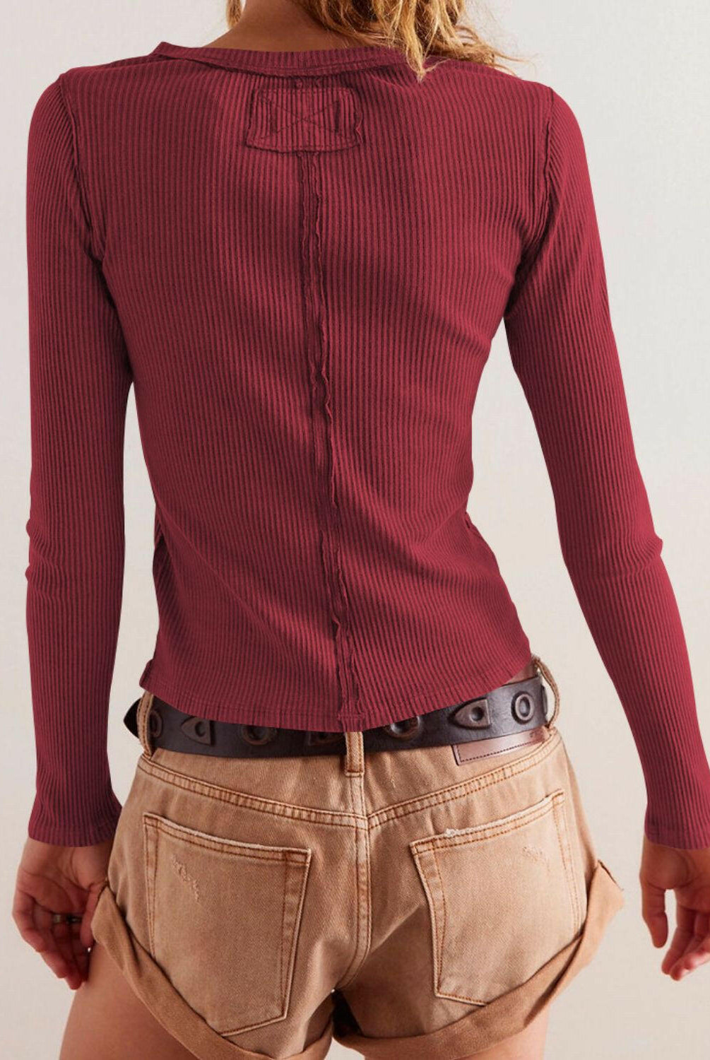Ribbed Round Neck Long Sleeve Top-Krush Kandy, Women's Online Fashion Boutique Located in Phoenix, Arizona (Scottsdale Area)