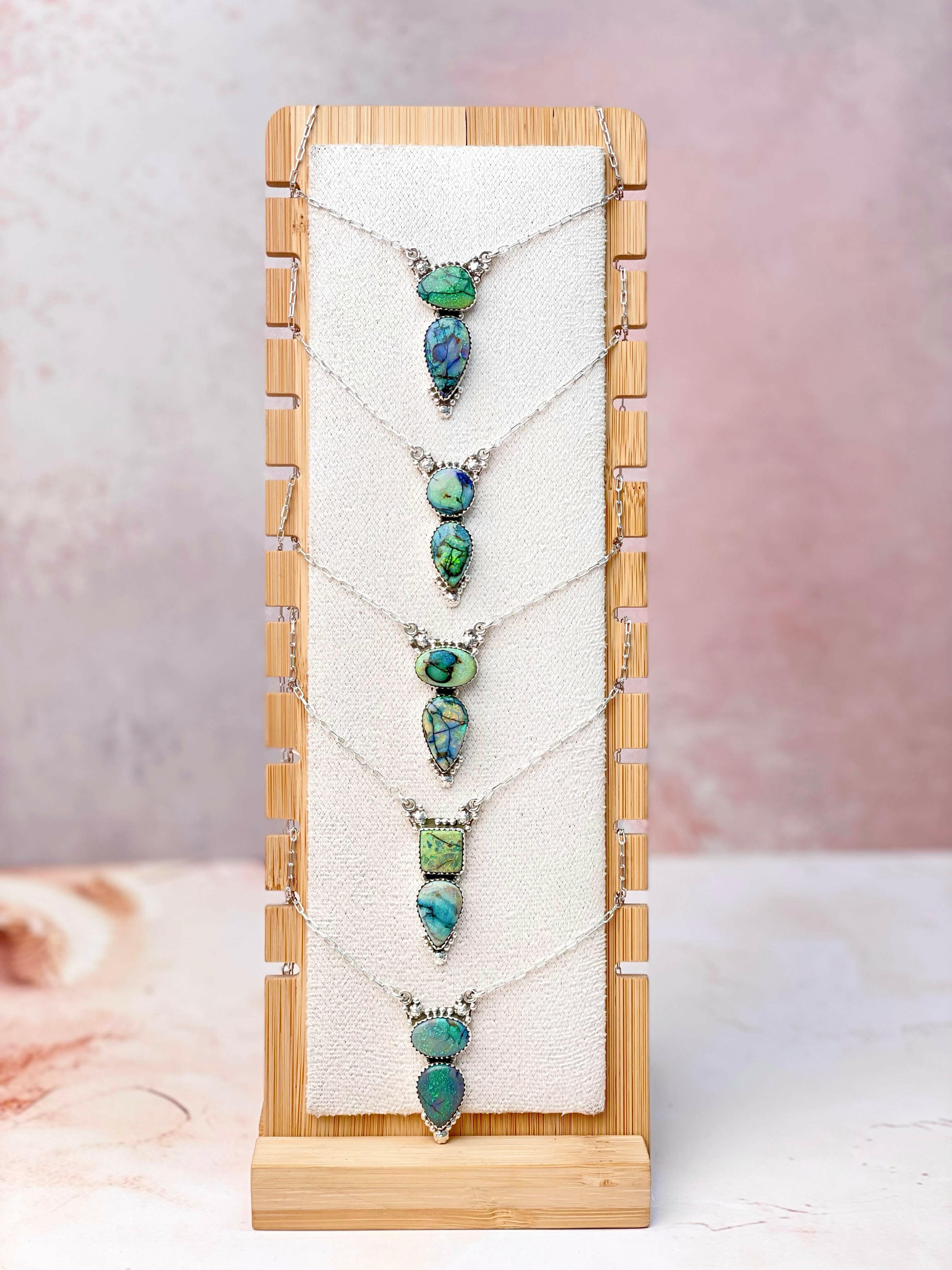 One Of A Kind Sterling Opal Necklaces-Necklaces-Krush Kandy, Women's Online Fashion Boutique Located in Phoenix, Arizona (Scottsdale Area)