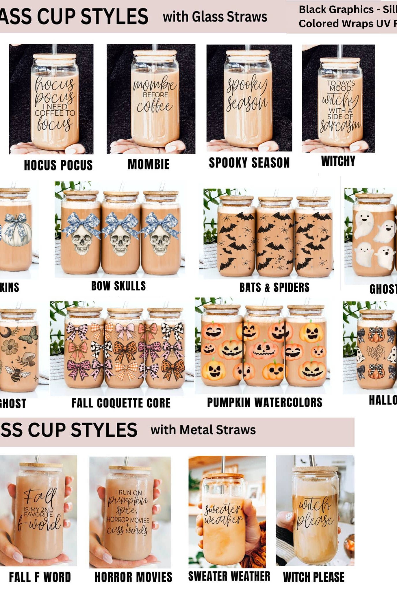 Cutest Halloween Fall Glass Cup | 20oz-Accessories-Krush Kandy, Women's Online Fashion Boutique Located in Phoenix, Arizona (Scottsdale Area)