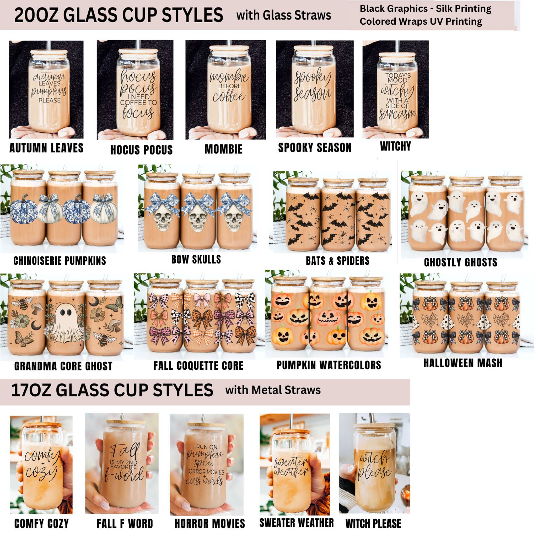 Cutest Halloween Fall Glass Cup | 20oz-Accessories-Krush Kandy, Women's Online Fashion Boutique Located in Phoenix, Arizona (Scottsdale Area)