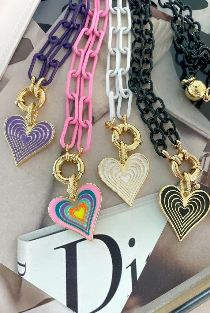 The Best Heart Enamel and Chain Magnetic Necklace-Necklaces-Krush Kandy, Women's Online Fashion Boutique Located in Phoenix, Arizona (Scottsdale Area)