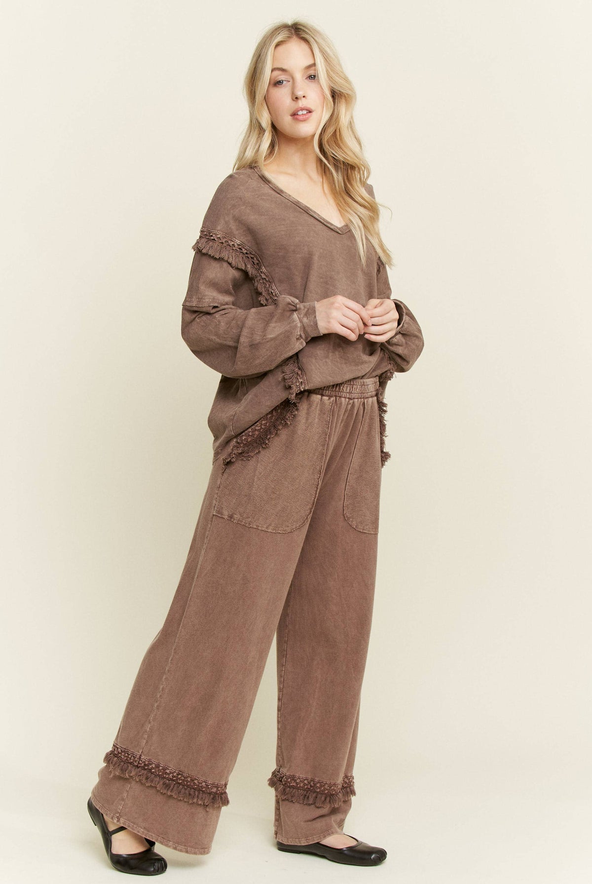 Mineral Washed Tassel Fringe Pants-Pants-Krush Kandy, Women's Online Fashion Boutique Located in Phoenix, Arizona (Scottsdale Area)