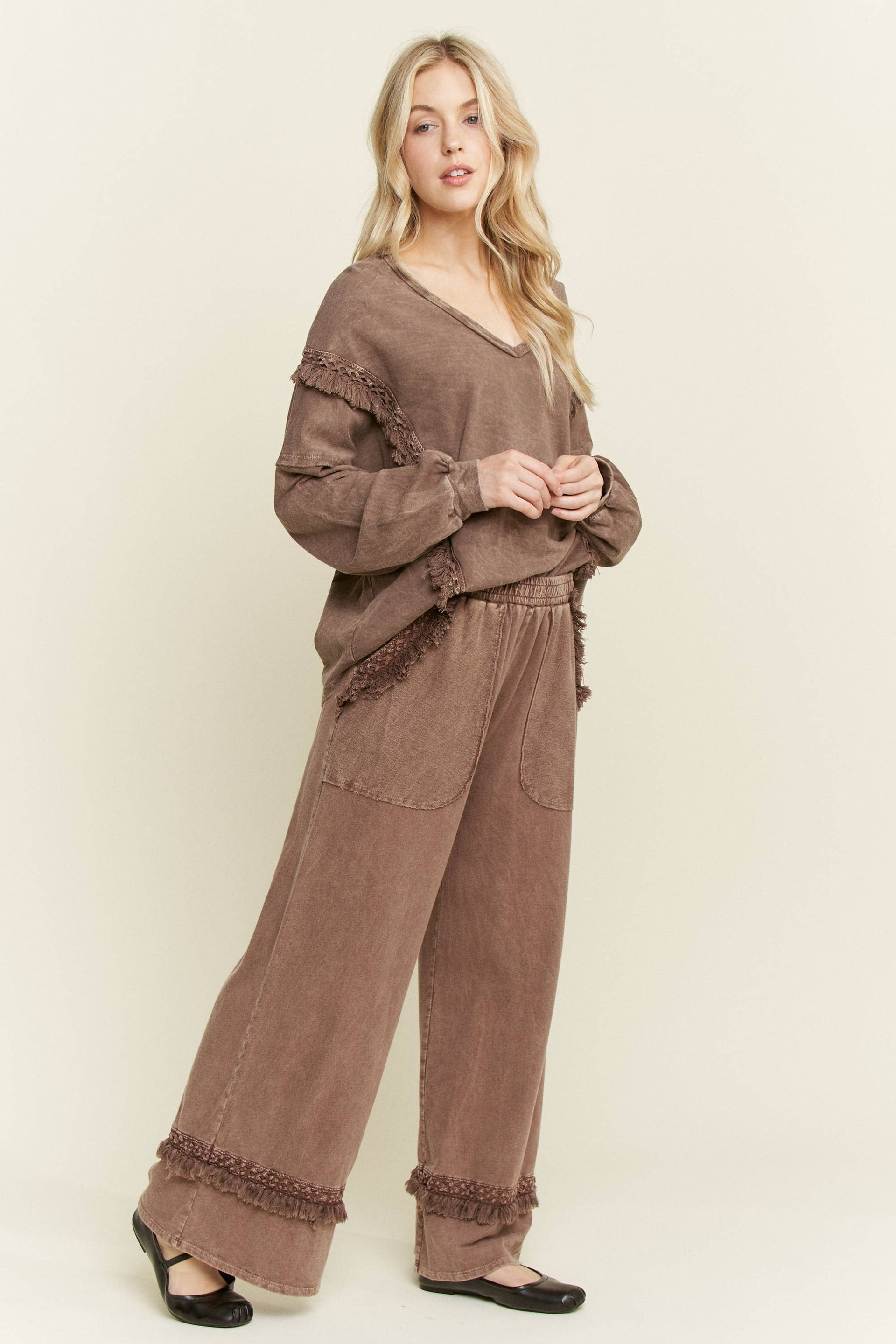Mineral Washed Tassel Fringe Pants-Pants-Krush Kandy, Women's Online Fashion Boutique Located in Phoenix, Arizona (Scottsdale Area)