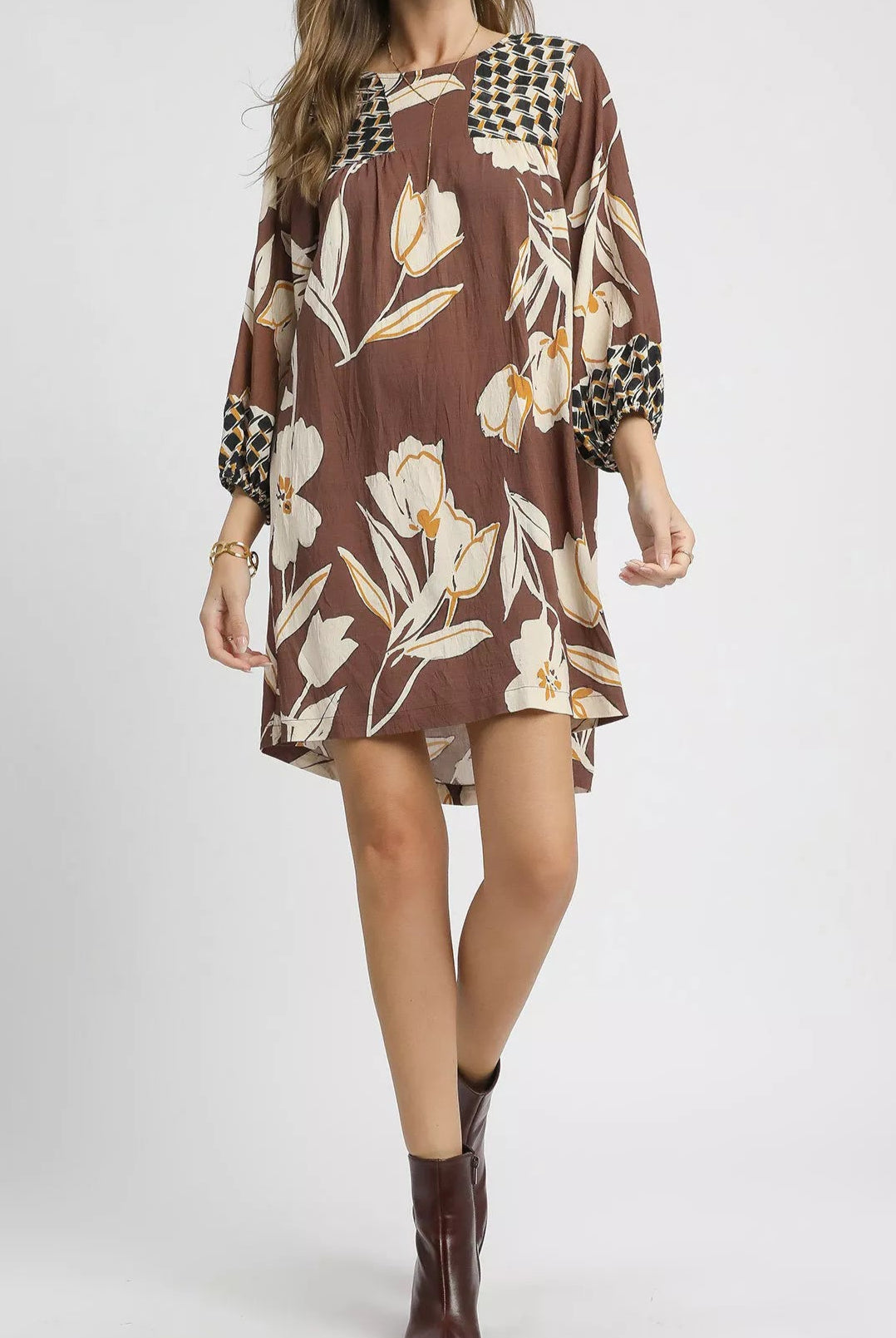 Umgee Floral High-Low Babydoll Dress-Dresses-Krush Kandy, Women's Online Fashion Boutique Located in Phoenix, Arizona (Scottsdale Area)