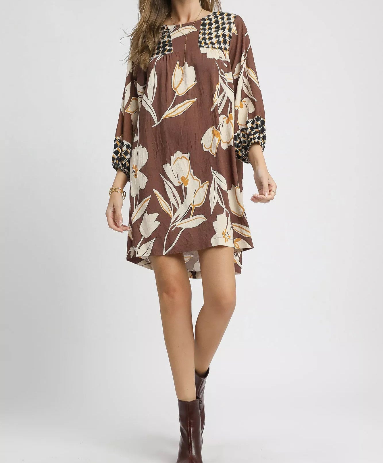 Umgee Floral High-Low Babydoll Dress-Dresses-Krush Kandy, Women's Online Fashion Boutique Located in Phoenix, Arizona (Scottsdale Area)