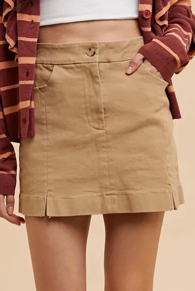 Annie Wear Comfort Stretch Cotton Slit Detailed Mini Skirt-Skirts-Krush Kandy, Women's Online Fashion Boutique Located in Phoenix, Arizona (Scottsdale Area)