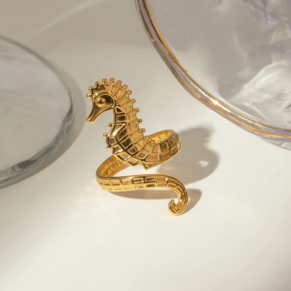 18K Gold-Plated Seahorse Wrap Adjustable Ring-Rings-Krush Kandy, Women's Online Fashion Boutique Located in Phoenix, Arizona (Scottsdale Area)