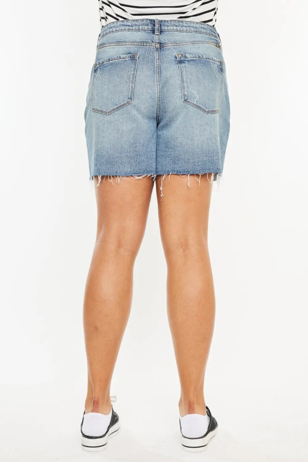 Kancan Full Size Raw Hem High Waist Denim Shorts-shorts-Krush Kandy, Women's Online Fashion Boutique Located in Phoenix, Arizona (Scottsdale Area)
