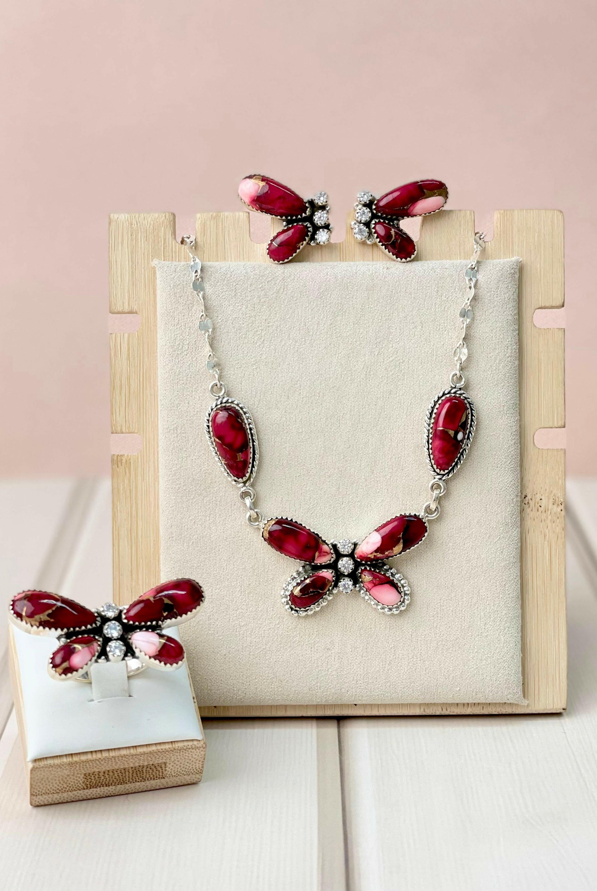 Red Dahlia Southwest Butterfly Necklace Set-Necklaces-Krush Kandy, Women's Online Fashion Boutique Located in Phoenix, Arizona (Scottsdale Area)