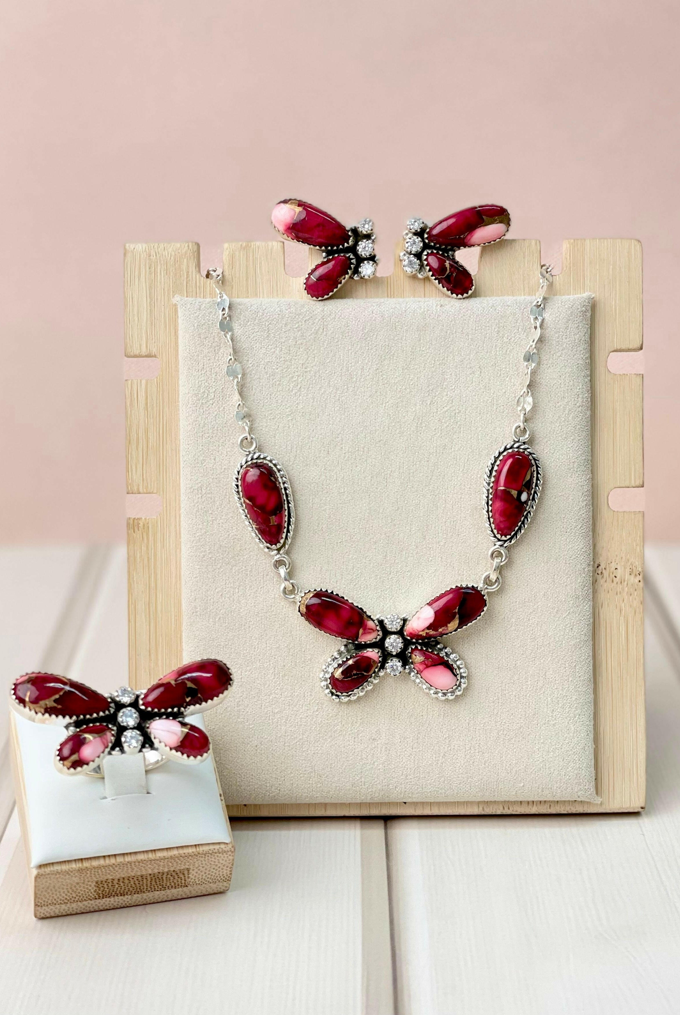 Red Dahlia Southwest Butterfly Necklace Set-Necklaces-Krush Kandy, Women's Online Fashion Boutique Located in Phoenix, Arizona (Scottsdale Area)