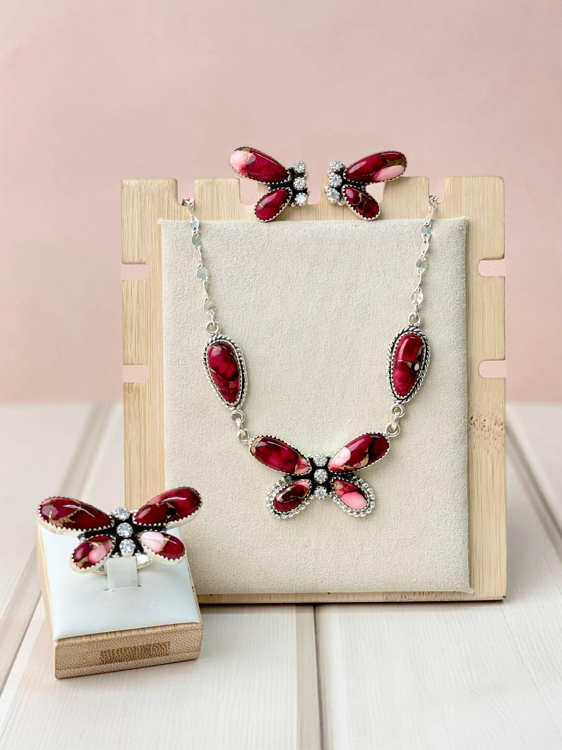 Red Dahlia Southwest Butterfly Necklace Set-Necklaces-Krush Kandy, Women's Online Fashion Boutique Located in Phoenix, Arizona (Scottsdale Area)