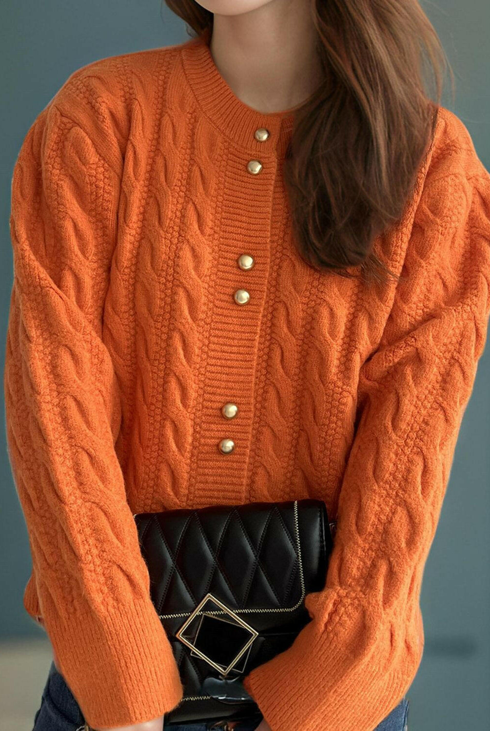 Cable-Knit Round Neck Long Sleeve Cardigan-Cardigans-Krush Kandy, Women's Online Fashion Boutique Located in Phoenix, Arizona (Scottsdale Area)