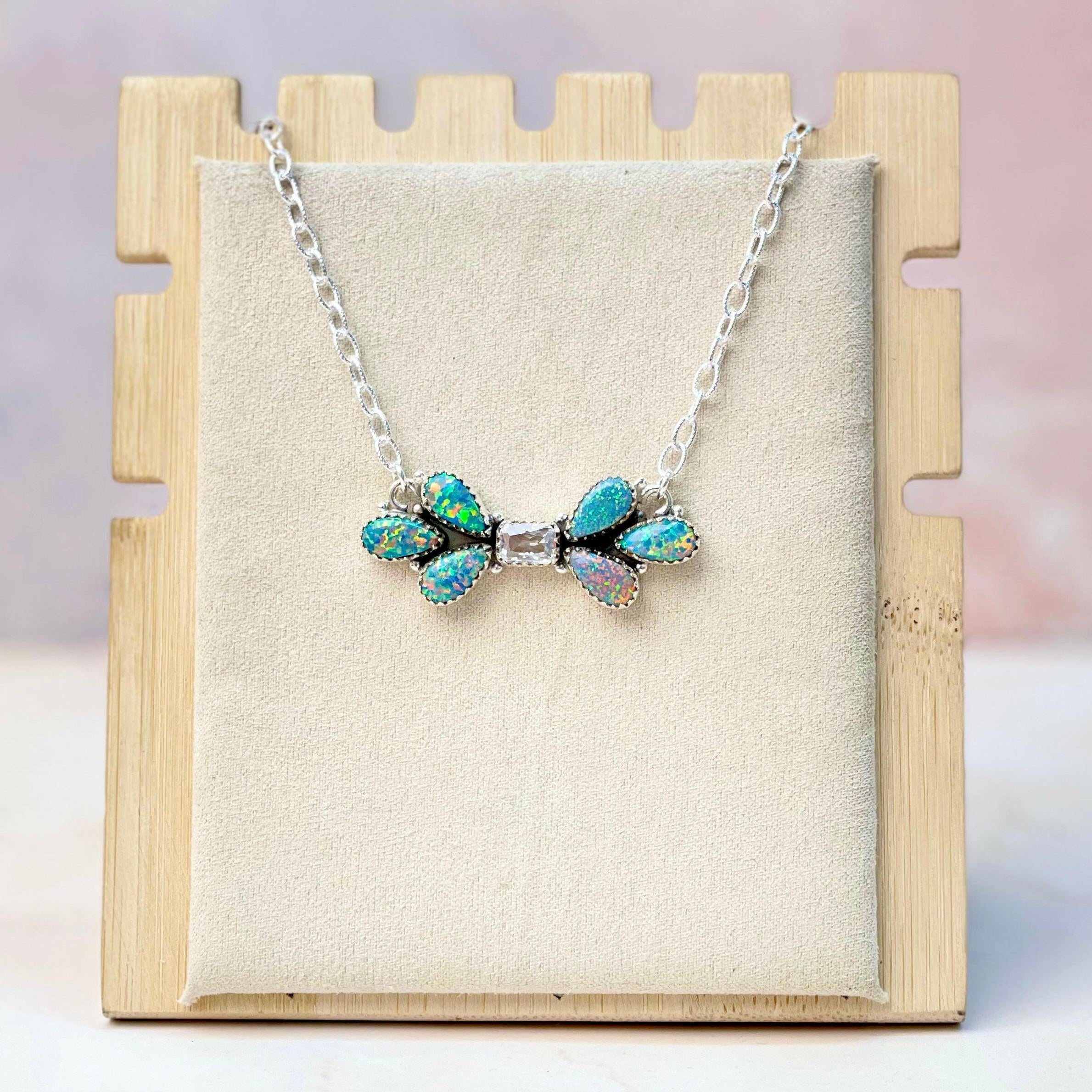 Sierra Opal Petals Bar Necklace-Necklaces-Krush Kandy, Women's Online Fashion Boutique Located in Phoenix, Arizona (Scottsdale Area)