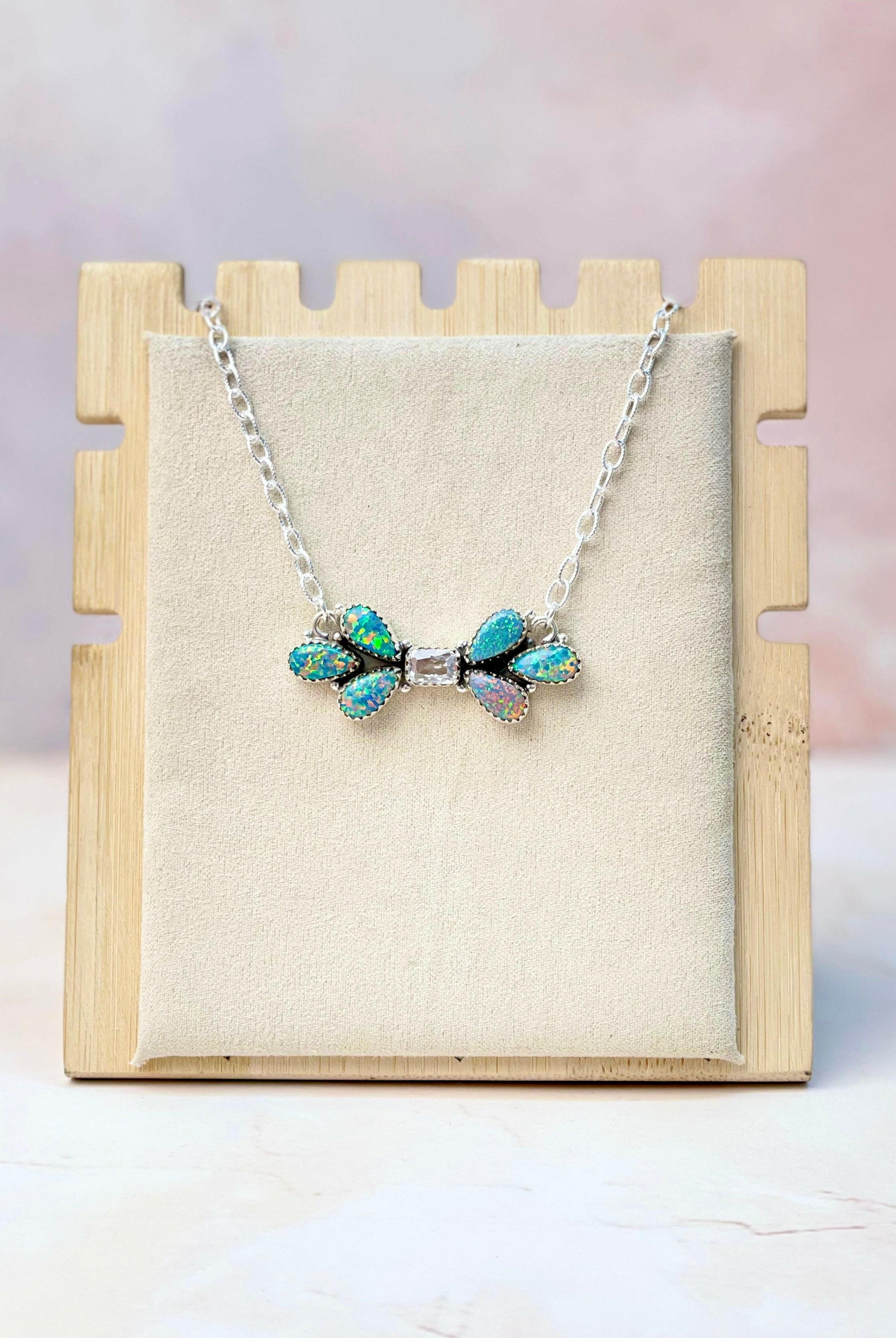 Sierra Opal Petals Bar Necklace-Necklaces-Krush Kandy, Women's Online Fashion Boutique Located in Phoenix, Arizona (Scottsdale Area)