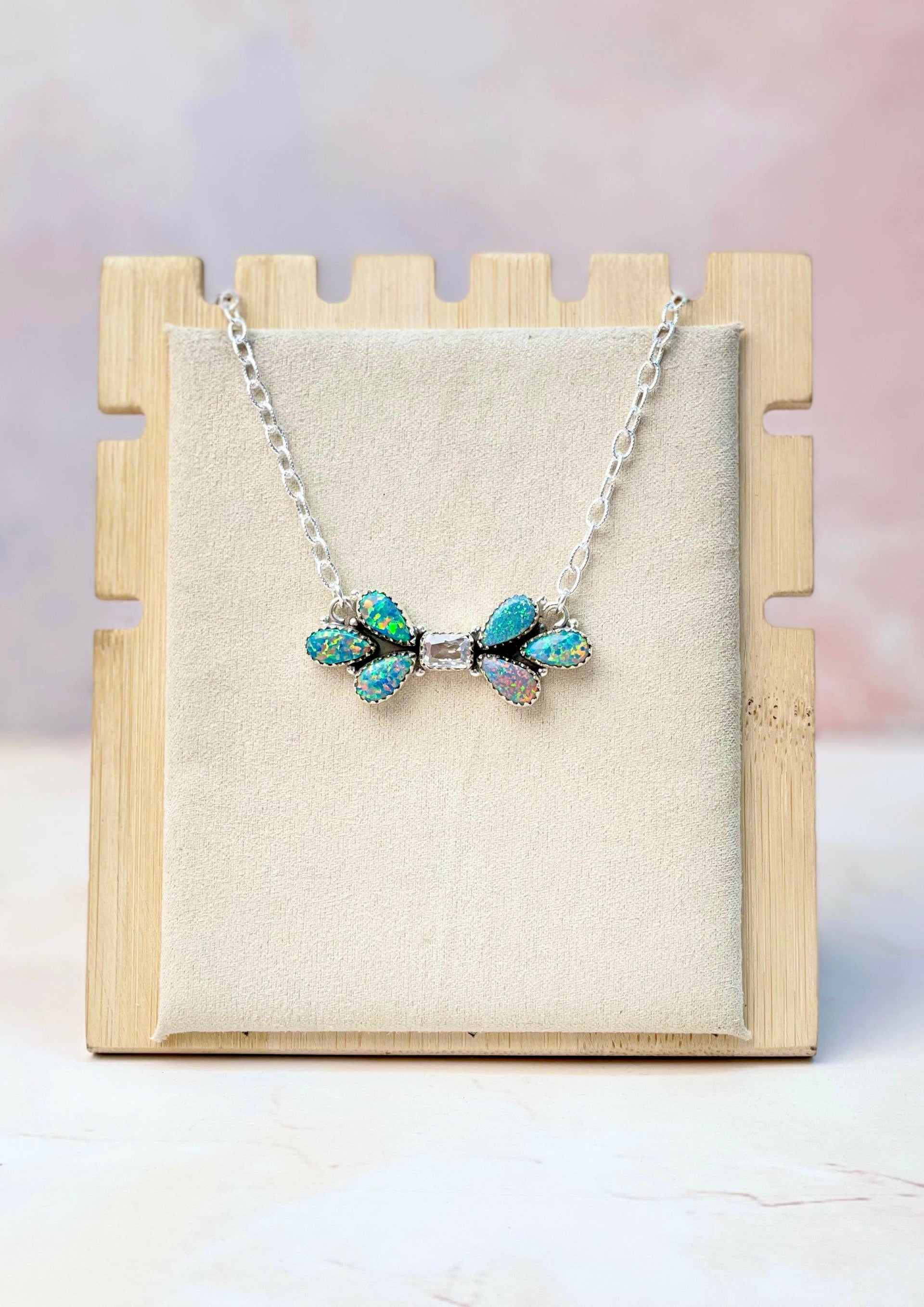 Sierra Opal Petals Bar Necklace-Necklaces-Krush Kandy, Women's Online Fashion Boutique Located in Phoenix, Arizona (Scottsdale Area)