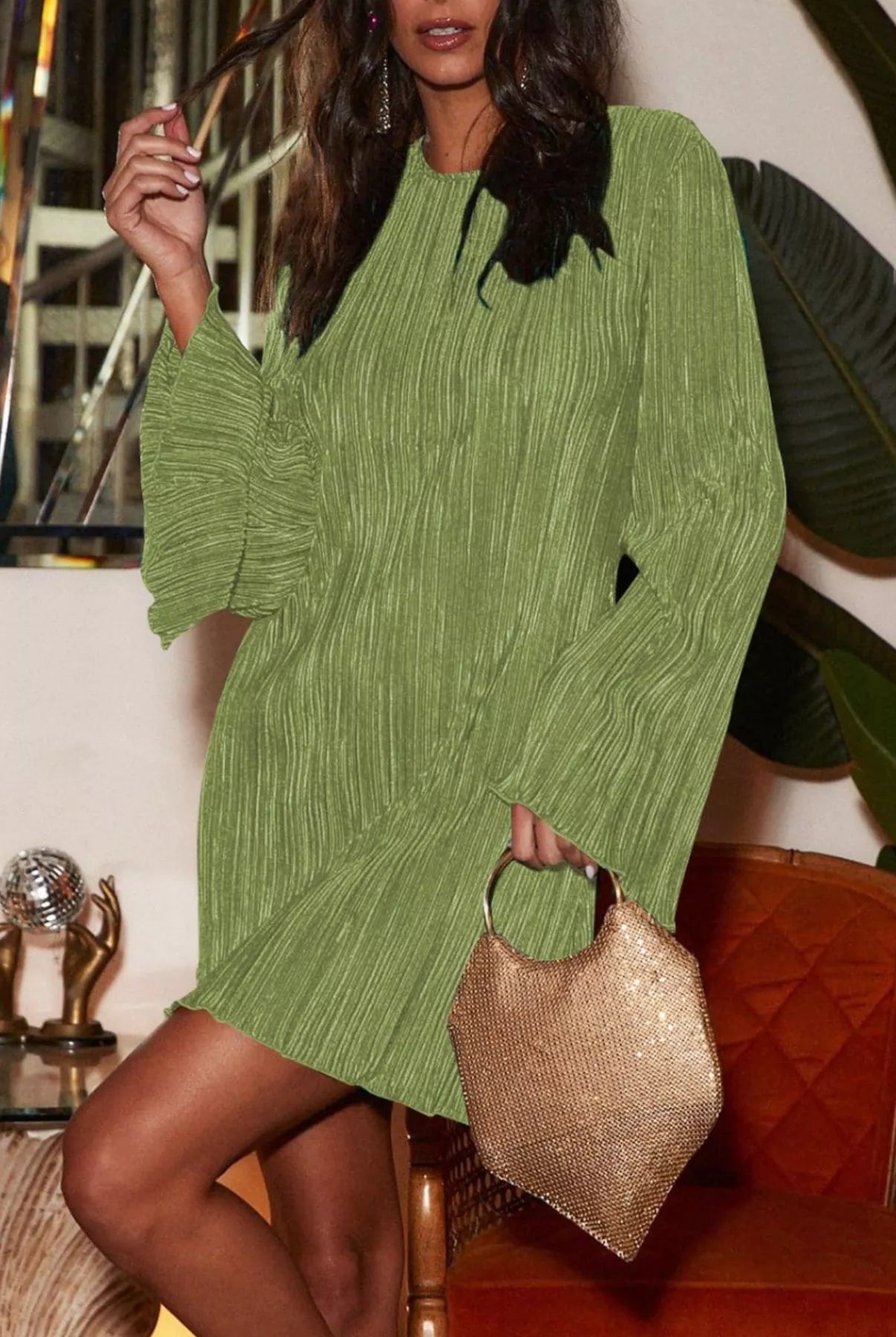 Cutout Back Flare Sleeve Dress-Dresses-Krush Kandy, Women's Online Fashion Boutique Located in Phoenix, Arizona (Scottsdale Area)