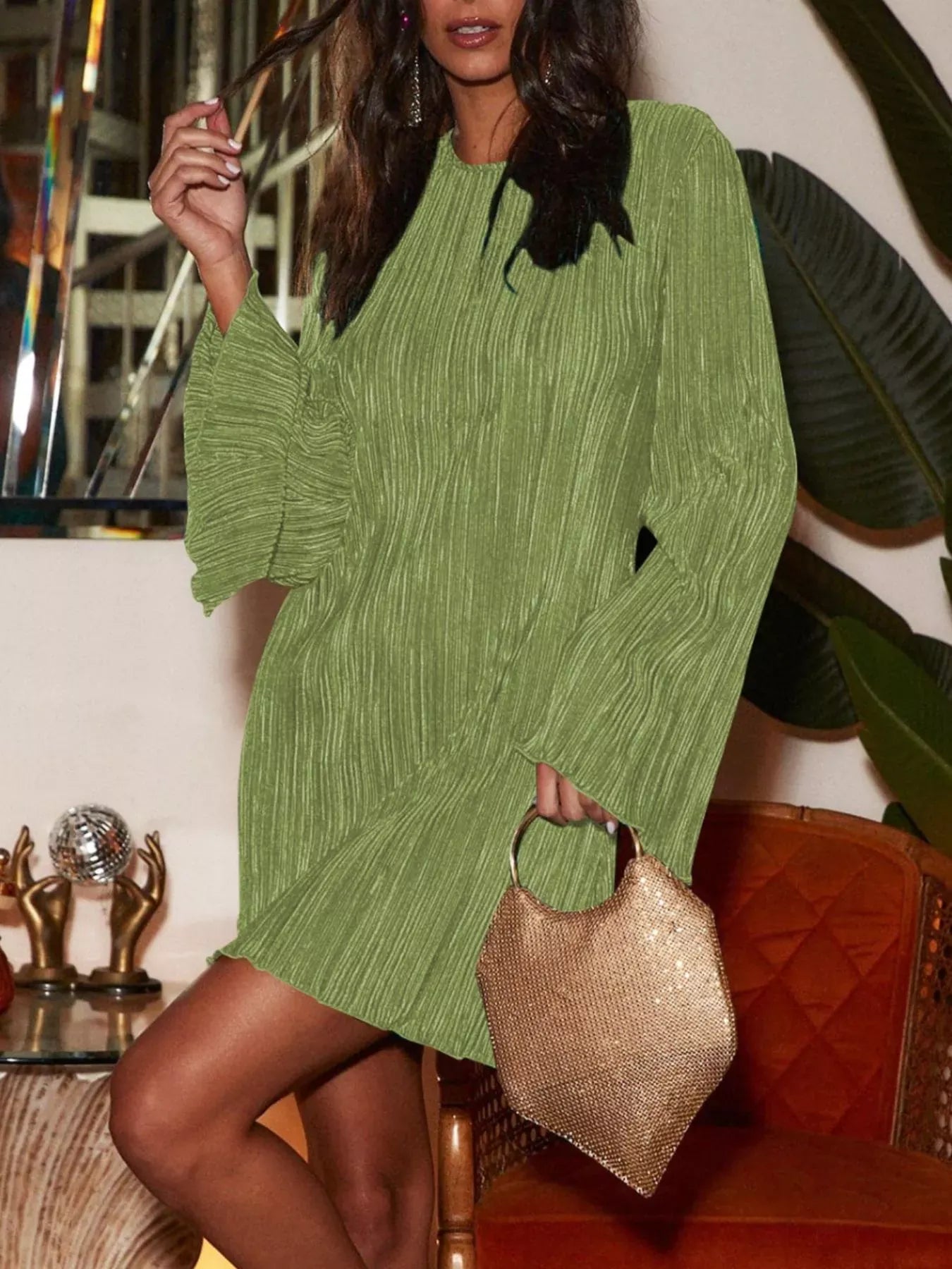 Cutout Back Flare Sleeve Dress-Dresses-Krush Kandy, Women's Online Fashion Boutique Located in Phoenix, Arizona (Scottsdale Area)