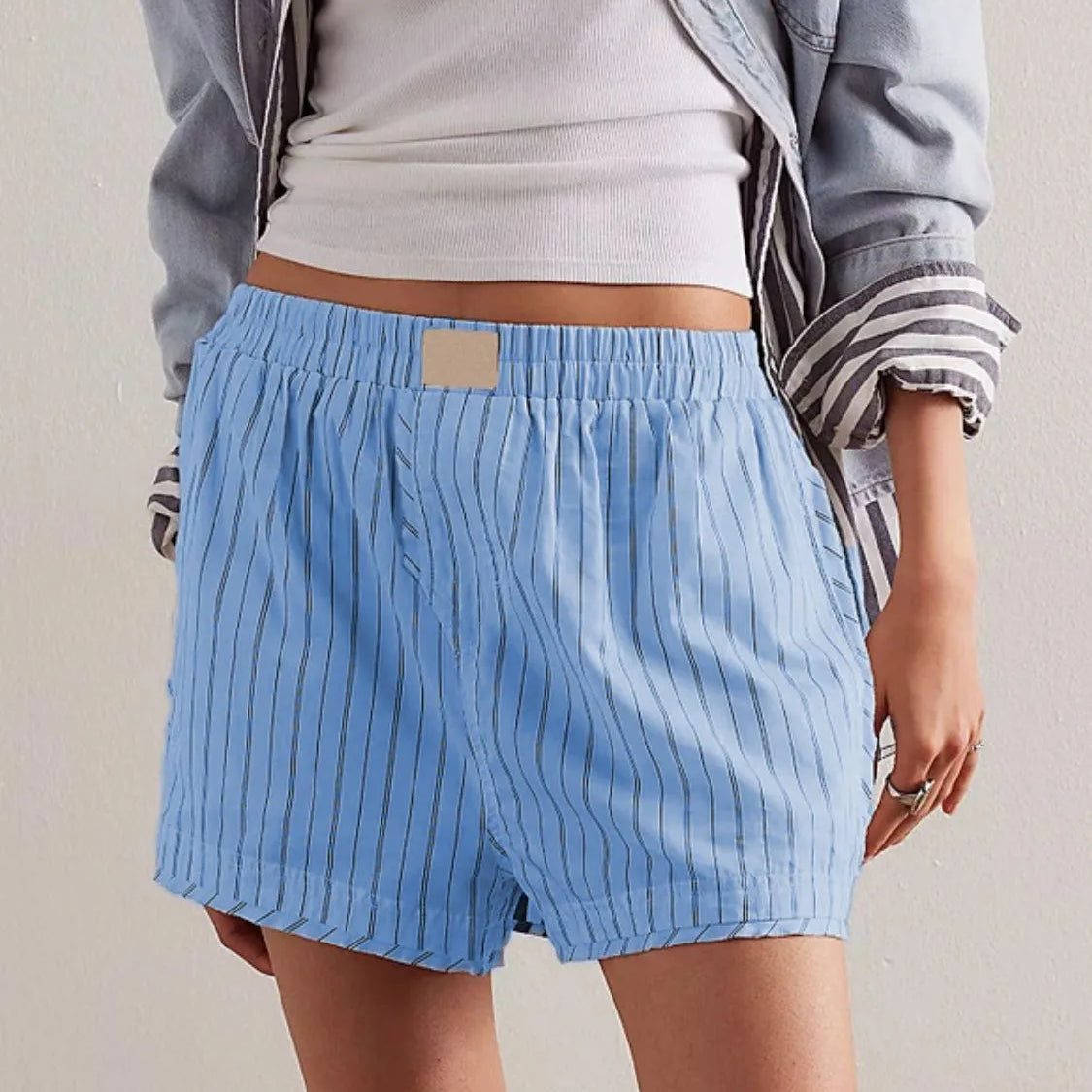Striped Elastic Waist Shorts-Krush Kandy, Women's Online Fashion Boutique Located in Phoenix, Arizona (Scottsdale Area)