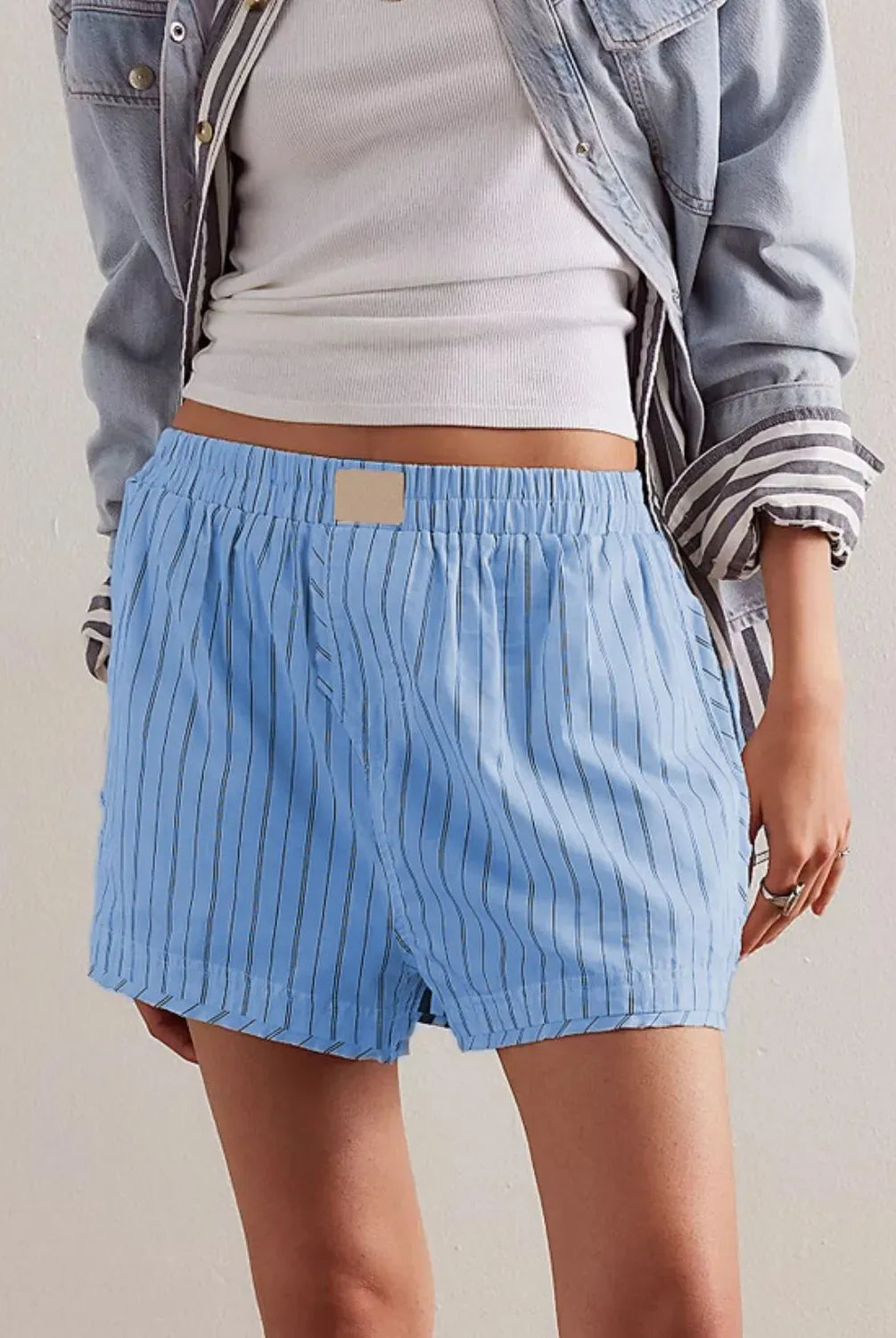 Striped Elastic Waist Shorts-Krush Kandy, Women's Online Fashion Boutique Located in Phoenix, Arizona (Scottsdale Area)