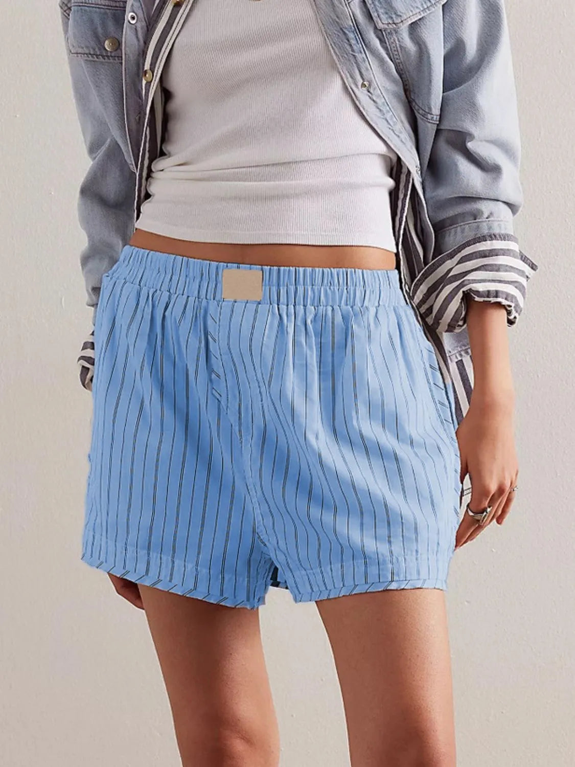 Striped Elastic Waist Shorts-Krush Kandy, Women's Online Fashion Boutique Located in Phoenix, Arizona (Scottsdale Area)