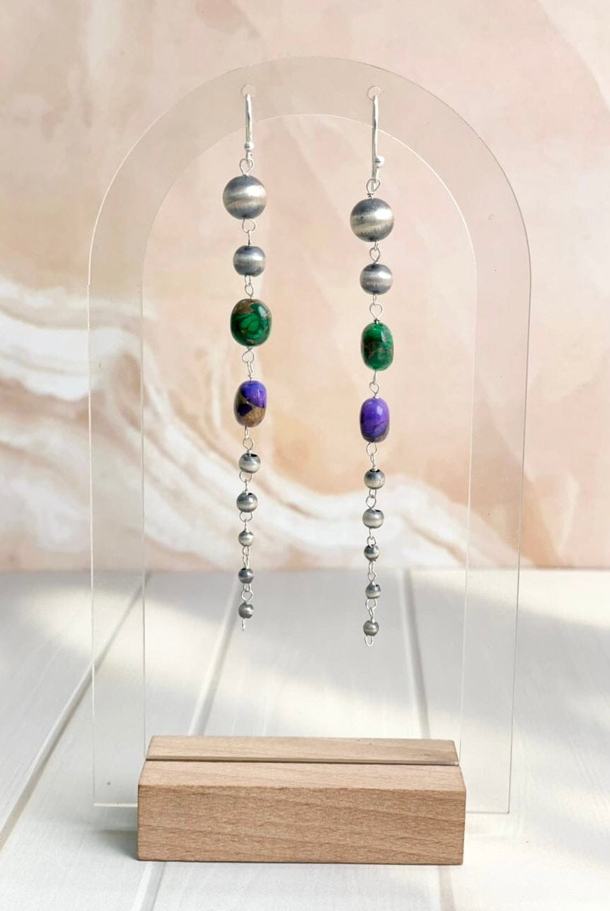Desert Pearl Dahlia Long Dangle Earrings-Earrings-Krush Kandy, Women's Online Fashion Boutique Located in Phoenix, Arizona (Scottsdale Area)
