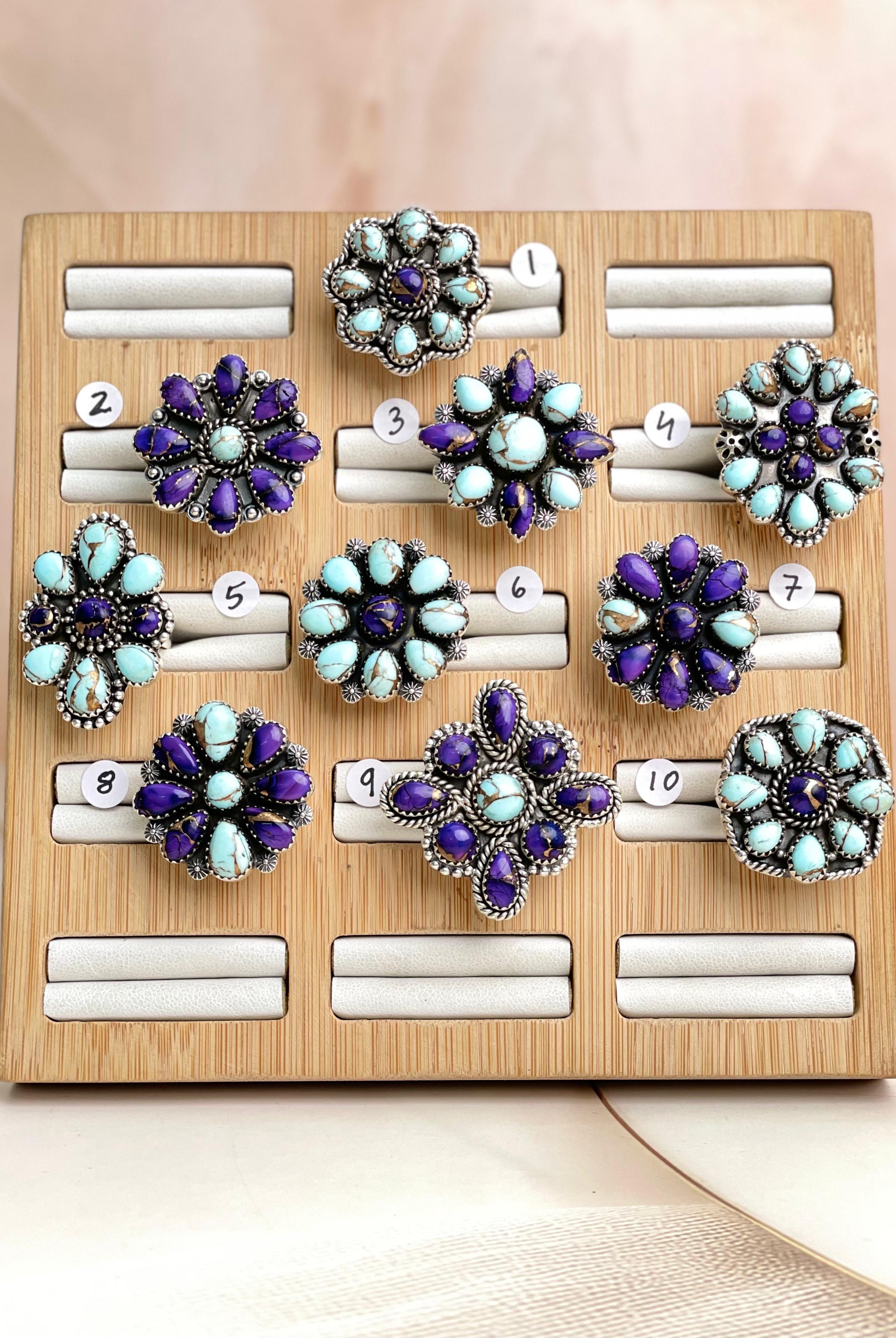 Midnight Muse Multi Dahlia Ring Clusters-Rings-Krush Kandy, Women's Online Fashion Boutique Located in Phoenix, Arizona (Scottsdale Area)