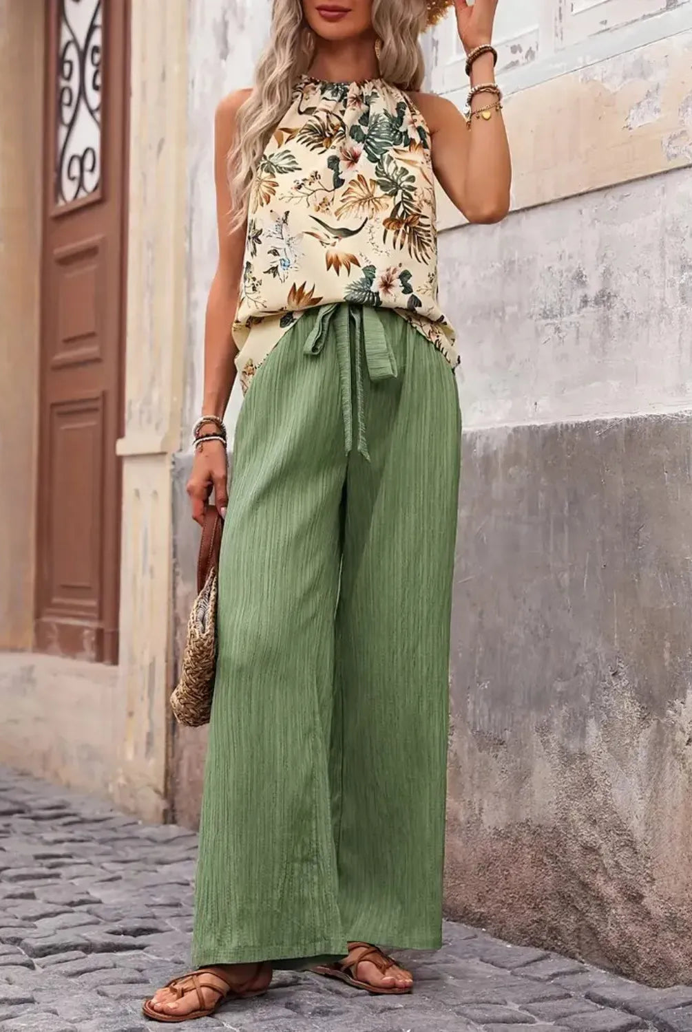 Printed Tank Top and Wide Leg Pants Set-Tops-Krush Kandy, Women's Online Fashion Boutique Located in Phoenix, Arizona (Scottsdale Area)