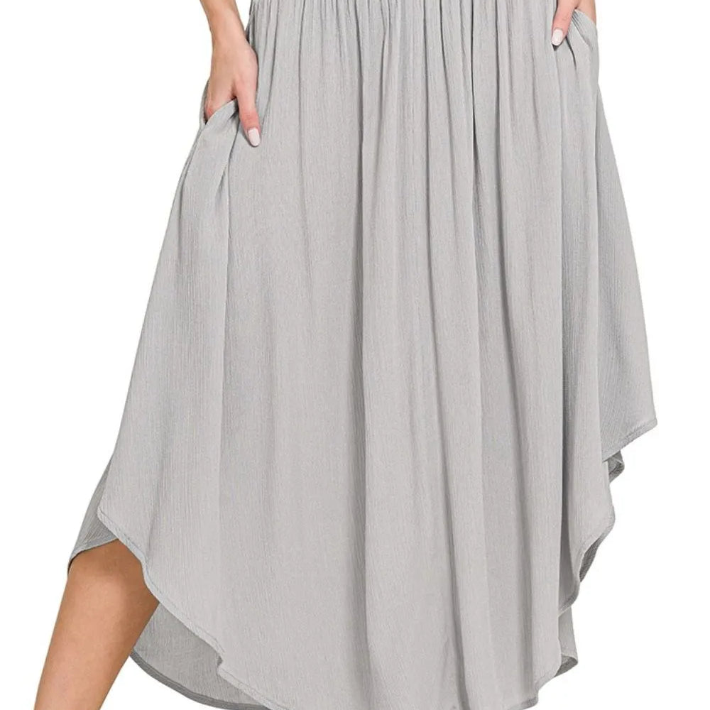 Zenana Woven Crinkle Smocked Waist Maxi Skirt W Pockets-Skirts-Krush Kandy, Women's Online Fashion Boutique Located in Phoenix, Arizona (Scottsdale Area)