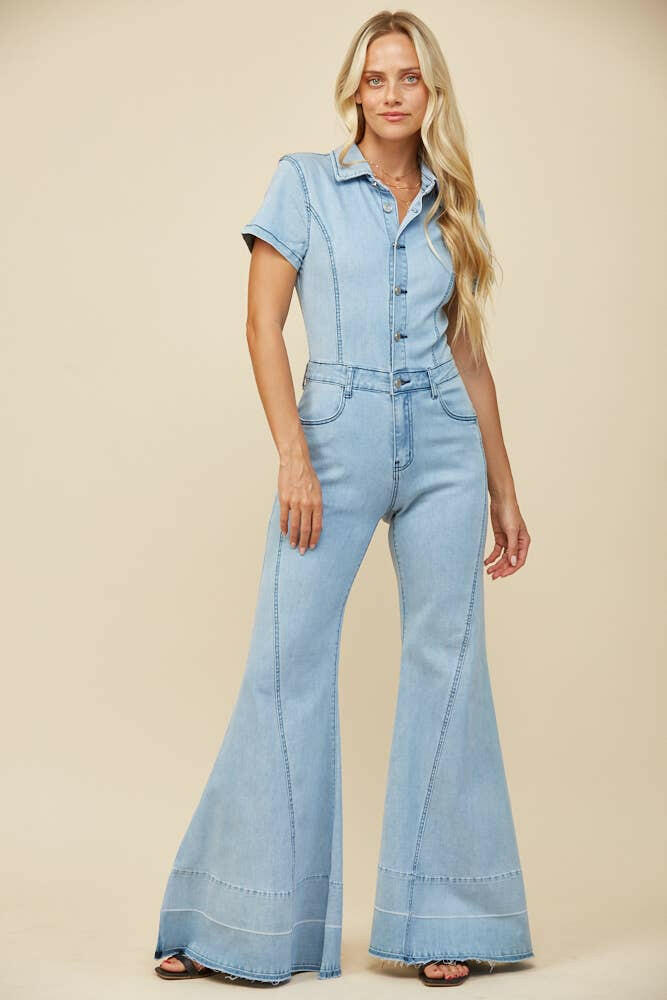 High Noon Denim Jumpsuit-Jumpsuits & Rompers-Krush Kandy, Women's Online Fashion Boutique Located in Phoenix, Arizona (Scottsdale Area)