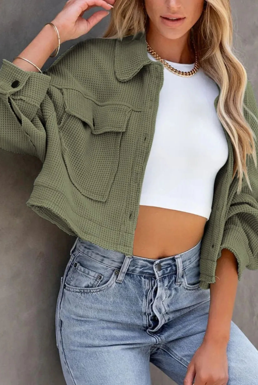 Button Up Long Sleeve Jacket-Jackets-Krush Kandy, Women's Online Fashion Boutique Located in Phoenix, Arizona (Scottsdale Area)