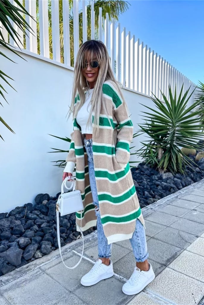 Festive Stripe Long Duster Cardigan | EXCLSUIVE KRUSH KANDY-Cardigans-Krush Kandy, Women's Online Fashion Boutique Located in Phoenix, Arizona (Scottsdale Area)