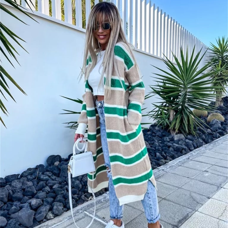 Festive Stripe Long Duster Cardigan | EXCLSUIVE KRUSH KANDY-Cardigans-Krush Kandy, Women's Online Fashion Boutique Located in Phoenix, Arizona (Scottsdale Area)
